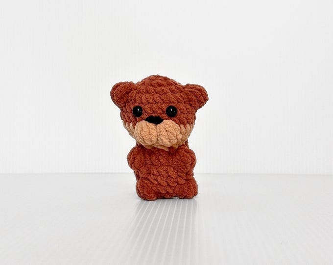 Handmade Crochet Mini Otter Plushie, an Adorable Pet Amigurumi for Backpacks