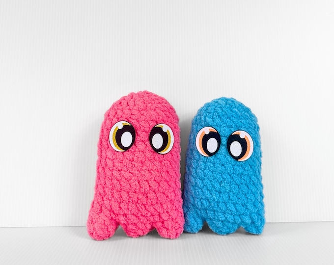 Handmade Crochet Mini Ghost Plushie- a Neon Halloween Decoration for Spooky Season