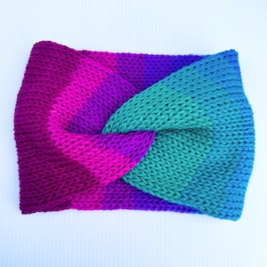 Bright Color Block Fashion Ear Warmer - Cozy Knit Adult Winter Headband for Cold Weather