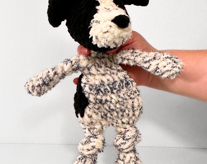 Adorable Black Speckled Knotted Dog Lovey - Perfect for Baby Shower