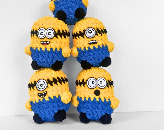 Handmade Minion-Inspired Crochet Plushie - Fun Desk Decor or Toy