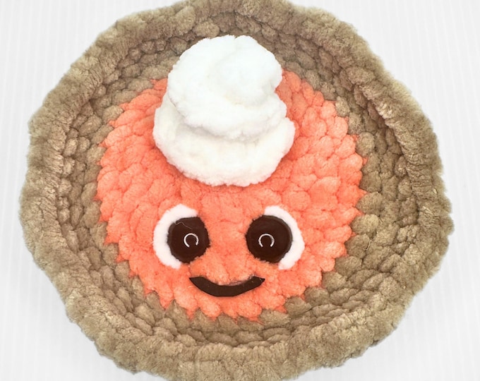 Crochet Mini Pumpkin Pie Stuffed Animal | Cute Thanksgiving Plushy | Gift for Kids | Pumpkin Lover Gift | Fall and Thanksgiving Décor