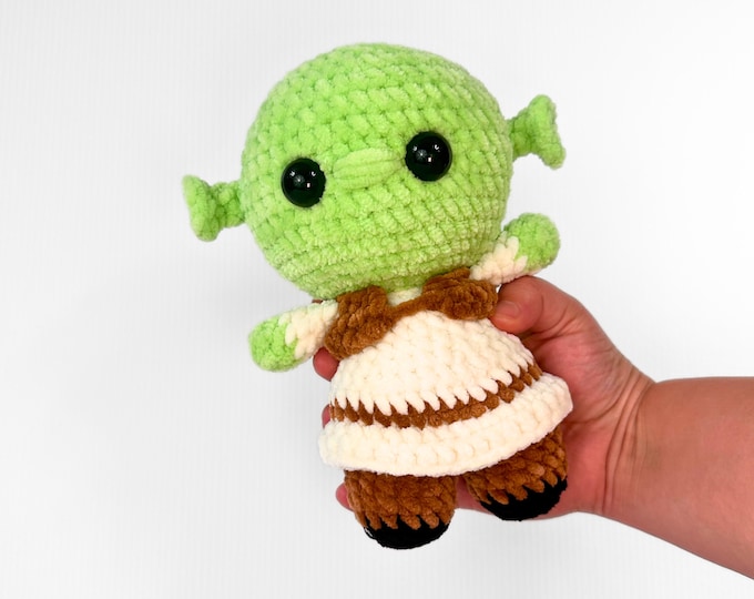 Handmade Crochet Shrek Ogre Plushie - Unique Amigurumi Movie Fan Art Gift