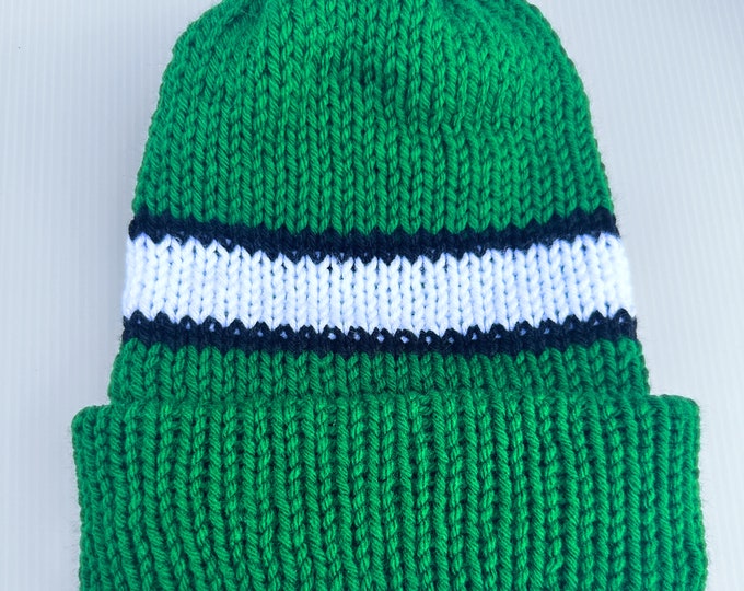 Bright Vintage-Inspired Striped Knit Winter Hat - Stay Cozy while Showing Off Your Team Pride
