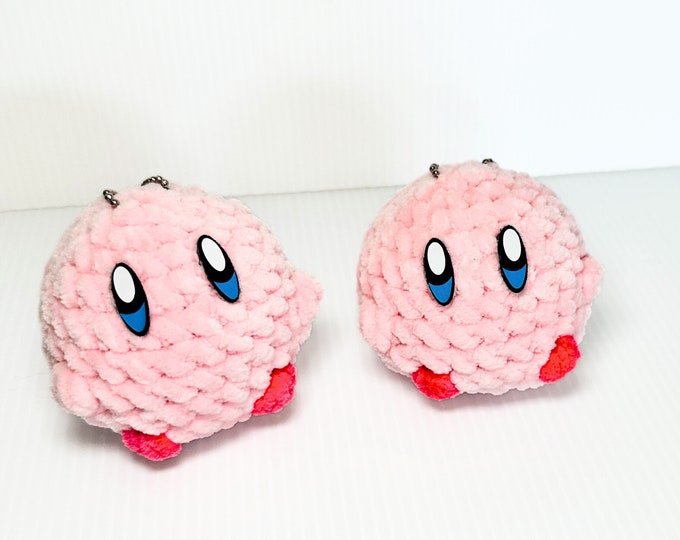 Handmade Crochet Kirby Keychain: A Fun Addition to Kids' Backpacks and Sports Bags