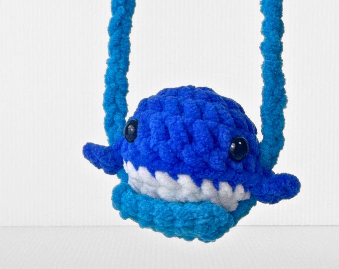 Mini Crochet Whale Swing Ornament for Car Mirror or Desk
