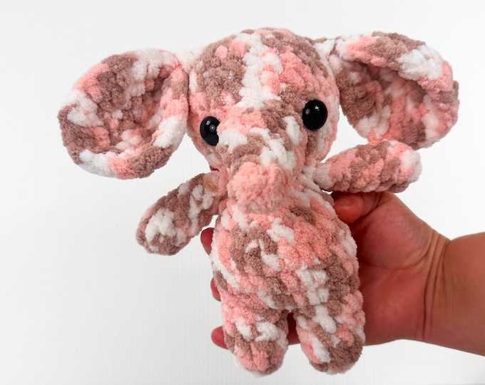 Adorable Super Soft Crochet Pink Multi Colored Elephant Stuffed Toy - Handmade Gift for Kids
