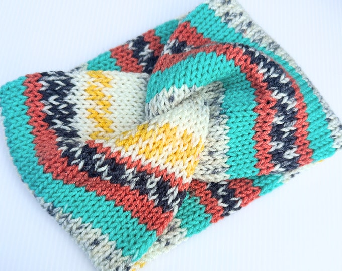 Southwest Blanket Knit Ear Warmer - Cozy Winter Fashion Headband for Women