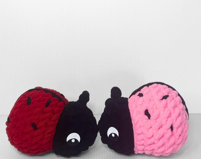 Handmade Crochet Ladybug Plushie – Small Stuffed Ladybug Toy in Red or Pink