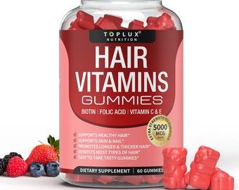 Gomitas de vitamina para el cabello para soporte natural del crecimiento del cabello 5000 mcg biotina