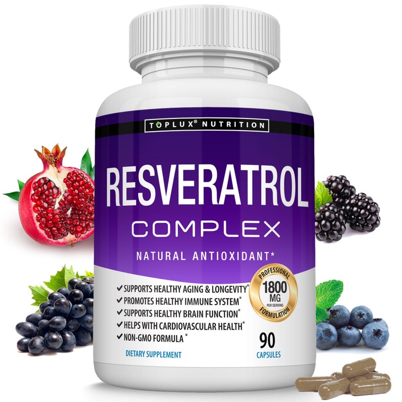 Resveratrol Supplement 1800 mg for Antioxidant and Anti-aging Support image 1