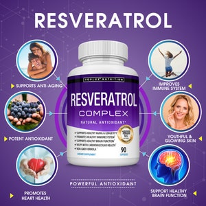 Suplemento de resveratrol 1800 mg para soporte antioxidante y antienvejecimiento imagen 2