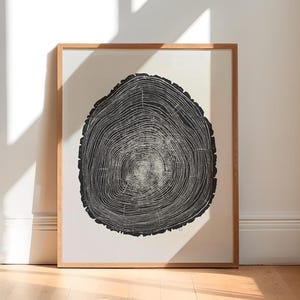 11x14 Inch Tree Ring Linocut Print Poster Wall Art