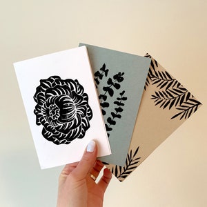 Cartes assorties *Lot de 3* Art impression linogravure