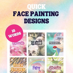 Face Painting Menu: 18 Quick Design Word Boards (Digital Download)
