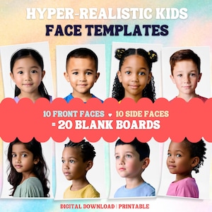 Hyper Realistic Face Painting Templates: Children&#39;s Practice Boards (Digital Download)