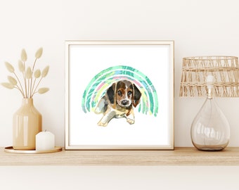 Portraits d'Animaux Personnalisables - Style aquarelle, choix de la couleur