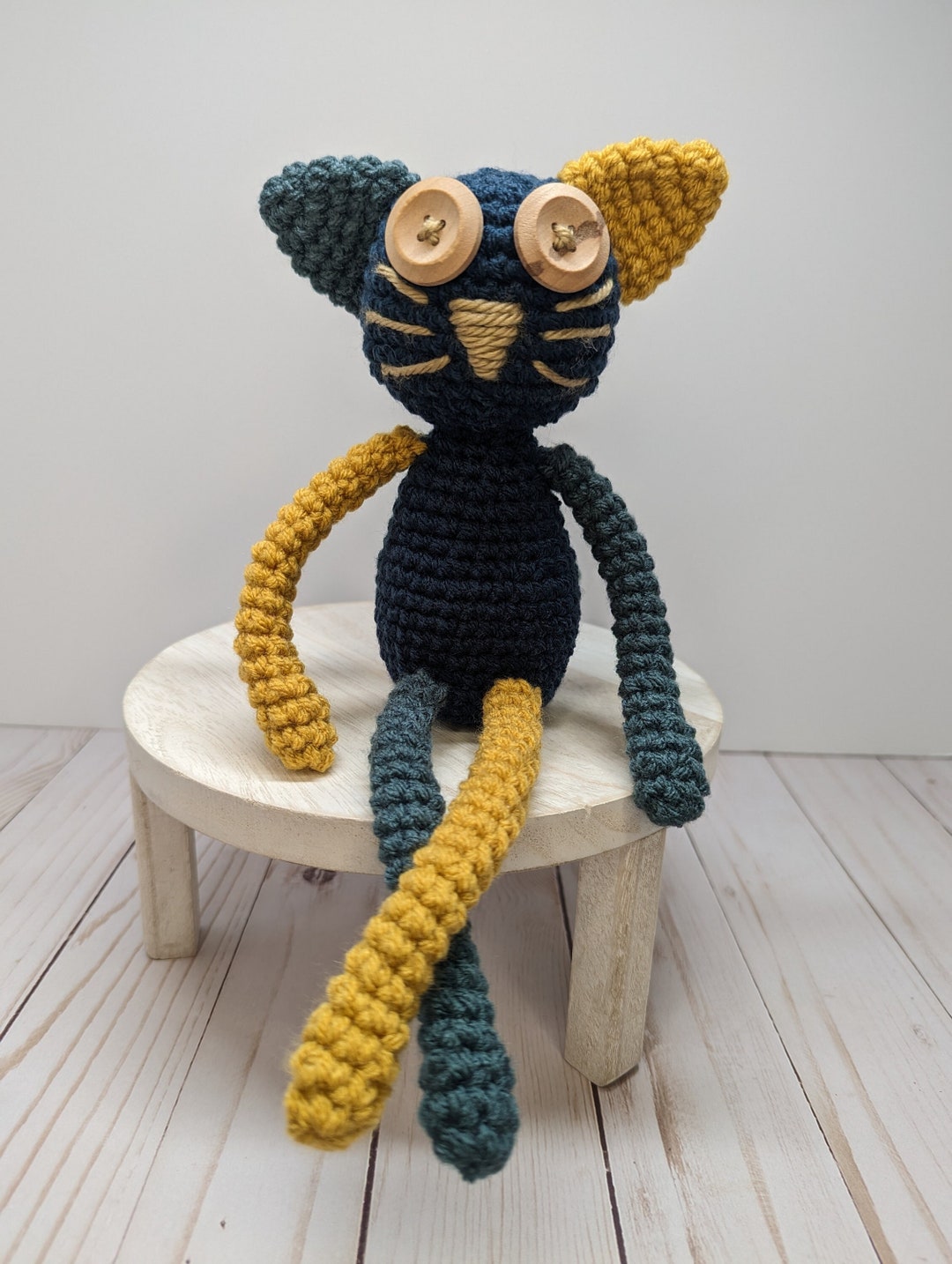 Crochet Cat Plush, Multicolored Cat, Stuffed Animal Cat, Kitty Plush