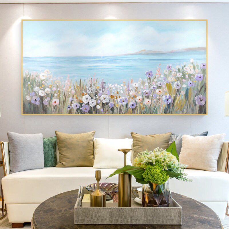 Flowers Field at Beach Contemporary Art Original Abstract Etsy