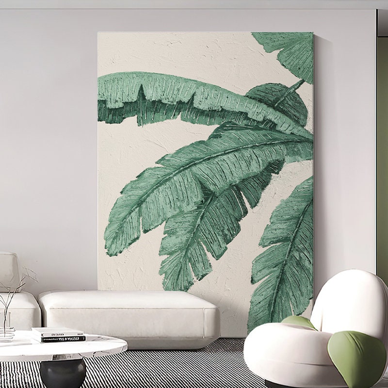 Green Banana Leaves Abstract Modern Art Landscape Thick - Etsy