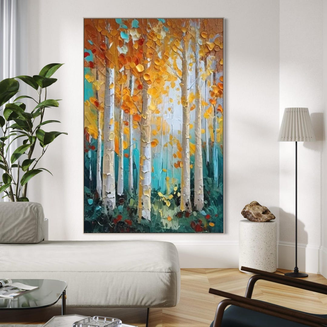 D Seller Covers Customs Rustic Birch Trees in Fall Colors Art Autumn ...