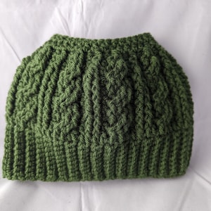 Cabled Messy Bun Hat