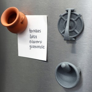 Crock Pot Tortilla Press Molcajete Fridge magnets for Mexican people refrigerator decor Hispanic themed kitchen present for Latin friends
