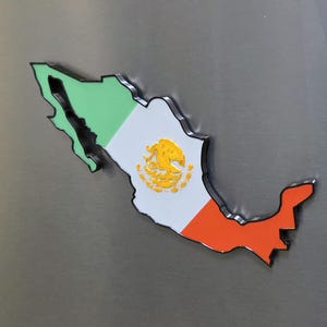 Mexican flag fridge magnet, Mexico map refrigerator magnet, Mexico emblem magnet, 3D printed Mexico magnet, Mexican territory souvenir