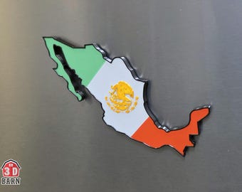 Mexican flag fridge magnet, Mexico map refrigerator magnet, Mexico emblem magnet, 3D printed Mexico magnet, Mexican territory souvenir