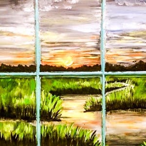 Pacote de arte para impressão de paisagem de pôr do sol tranquilo com vista para o pântano | Capa de diário, arte de parede e cartão de afirmação