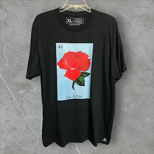Mens size XL black carta la rosa loteria mexicana mexican lottery chicano mexican style shirt