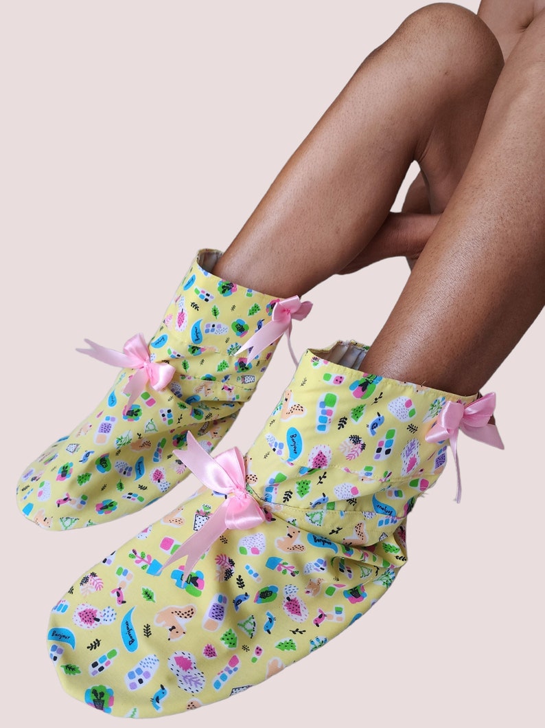 Pair. Abdl Booties Adult Baby BOOTIES YELLOW With Pink Bows Etsy