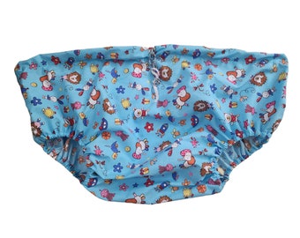 Abdl Cubierta de pañal con bloqueo. Lt Coches azules Tallas s, m, l, xl. Estampado de algodón. Cómodo y ligero. Úselo sobre el pañal. No impermeable. Piernas elásticas