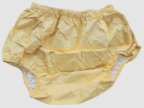 Adult Baby Yellowy Orange PLASTIC PANTS. Baby Soft Sissy. Abdl Pvc Pants.  Waterproof. Soft to Skin, Rubbery Sound, Noisy, Embarrassing. 