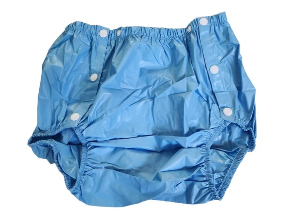 PVC Adult Baby Incontinence Snaper Diaper Rubber Pants Light Blue