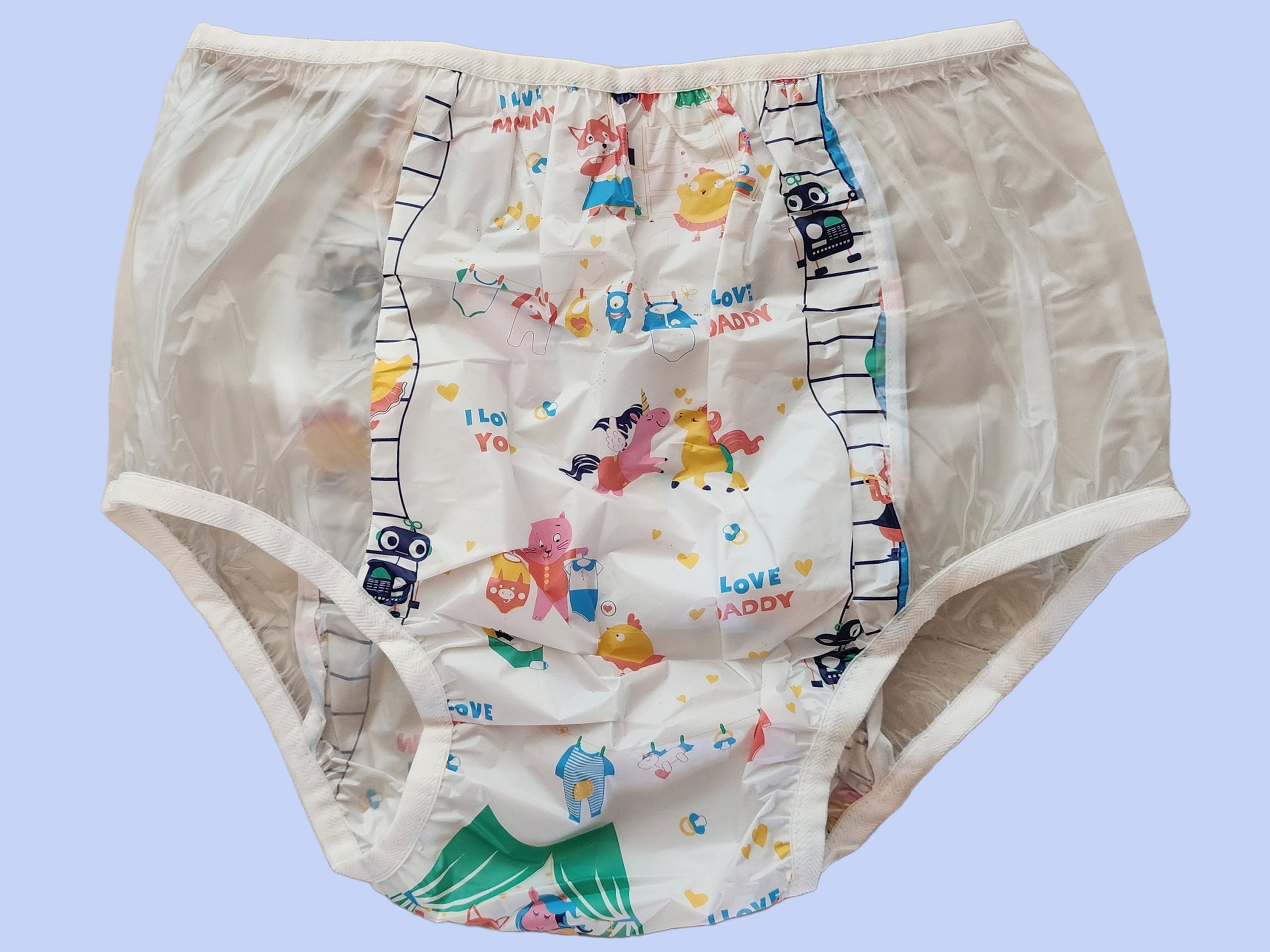 Adult Baby PLASTIC PANTS. Lcve Mommy Cartoon Strip. Sissy. Pullup