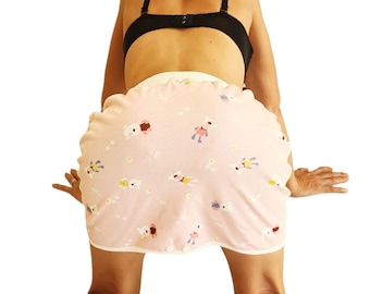 Adult baby DIAPER SKIRT. Sissy cartoon cotton outside and lined with soft towelling, elasticated waist, Abdl diaper skirt, Abdl diaper, abdl