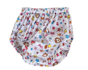 Abdl diaper cover. White squid and bunny. Size s, m, l, xl. Cotton print . Snug. light.  Not waterproof. Elasticated waist legs