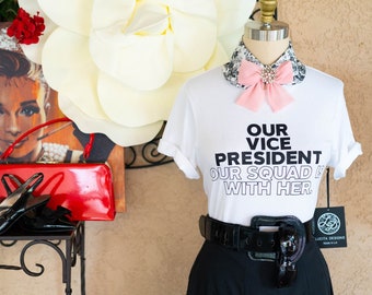 Embellished feminine romantic look with a detachable Peter Pan collar and  a soft handmade bow and crystal brooch statement t-shirt (White)