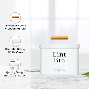 Modern Farmhouse Lint Bin for Laundry Room Decor and Accessories, Metal Lint Bin, Lint Holder for Laundry Room Organization, Gifts for Mom