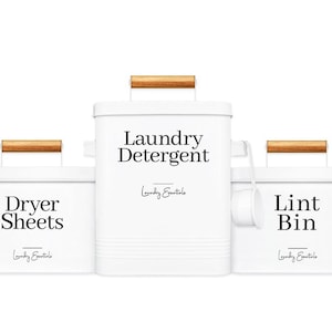 Modern Farmhouse Dryer Sheet Holder, Lint Bin, and Detergent Holder for Laundry Room Decor and Accessories, Gifts for Mom, Gift for Women