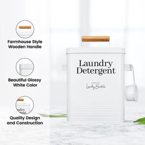 Modern Farmhouse Detergent Holder, Lint Bin, and Dryer Sheet Holder for Laundry Room Decor and Accessories, Gifts for Mom, Gift for Women