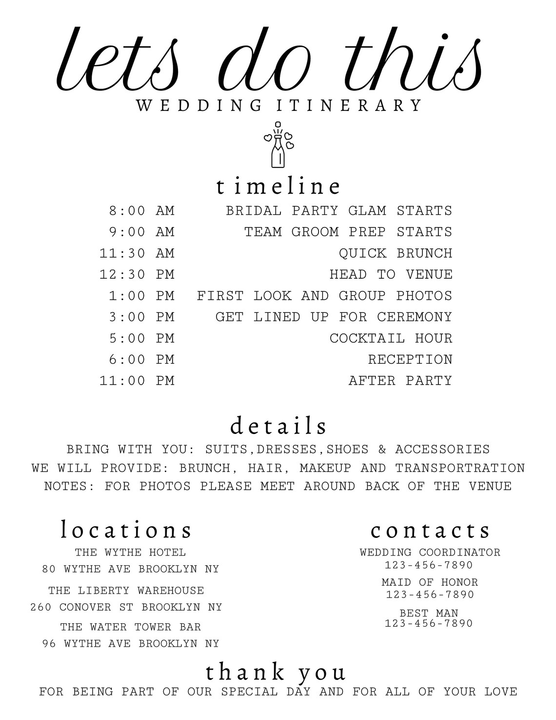 wedding-itinerary-template-wedding-info-bridesmaid-planner-etsy