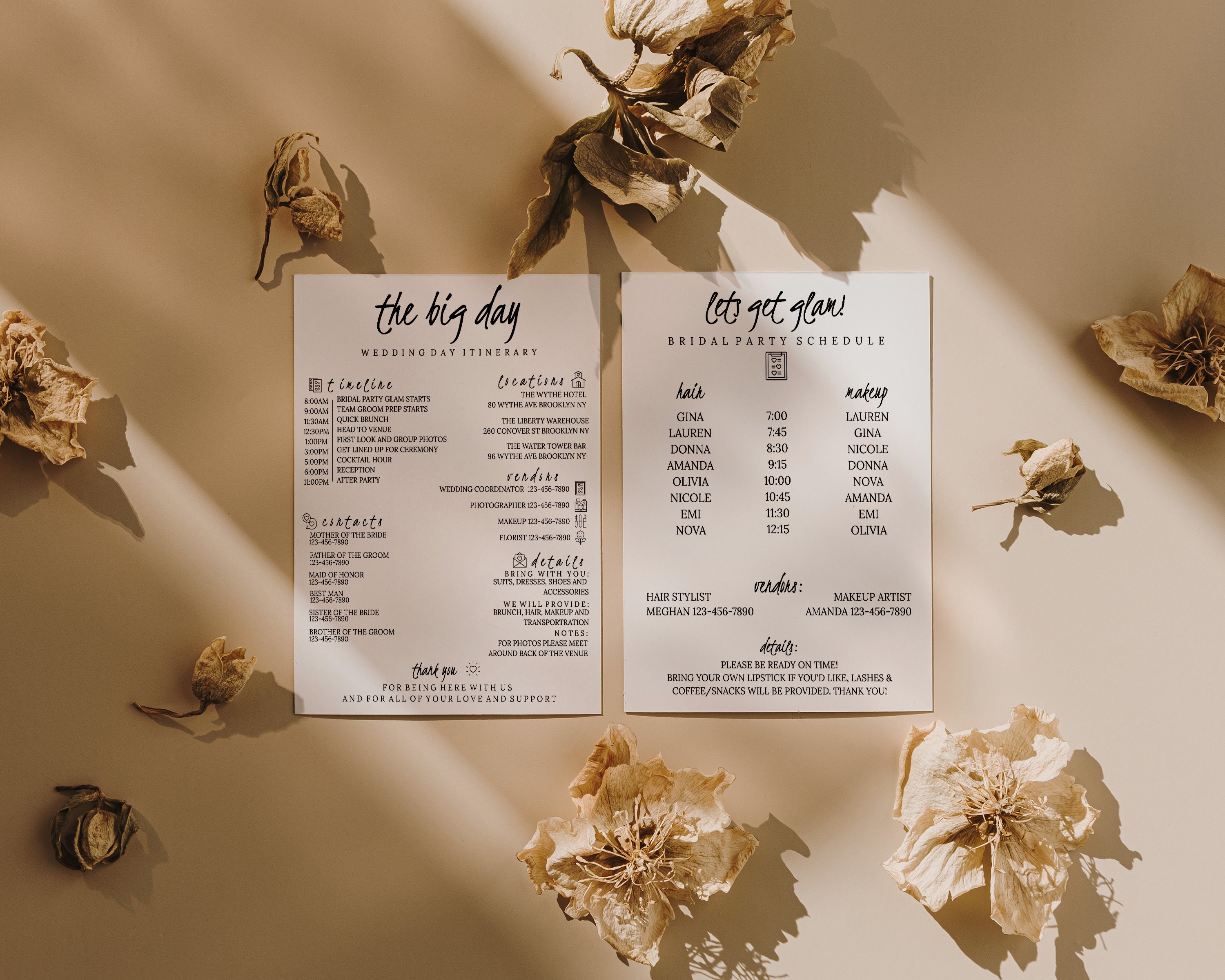 wedding-day-timeline-template-bridesmaid-schedule-bridesmaid-etsy