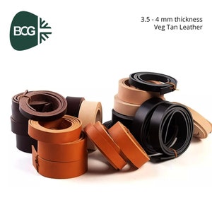 Leather Belt Blanks - (~ 51” / 130cm) Full Grain Vegetable Tanned Leather - Thick Strong Veg Tan