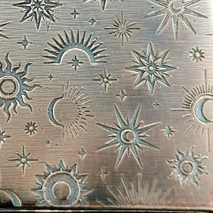 Patterned Copper Sheet for Jewelry Making – CELESTIAL SCATTERNED SUNS