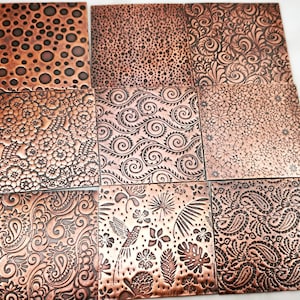 Patterned Copper Sheet for Jewelry Making – 2&quot; X 2&quot;