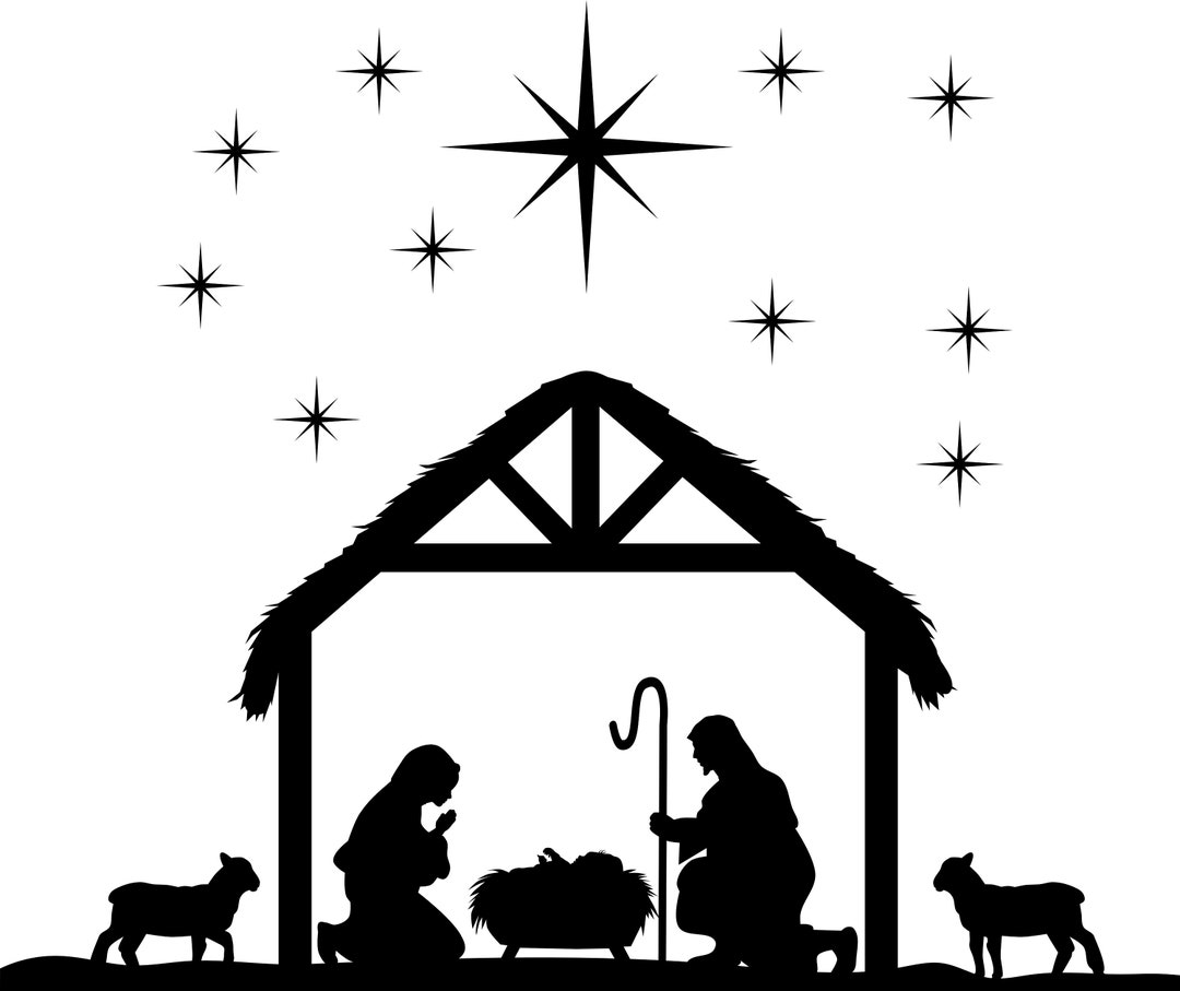 Nativity in Black and White Instant Downloadspng Digital Etsy