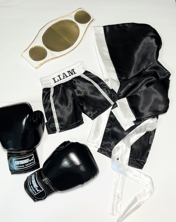 Personalized Kids Boxing Set Robe Shorts Trunk Gloves and Etsy