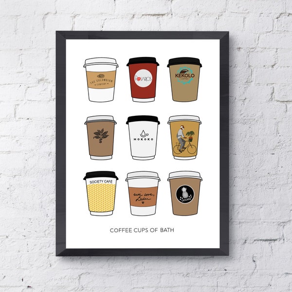Coffee Cups of Bath print